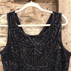 Adrianna Papell Beaded Navy Gown size 18